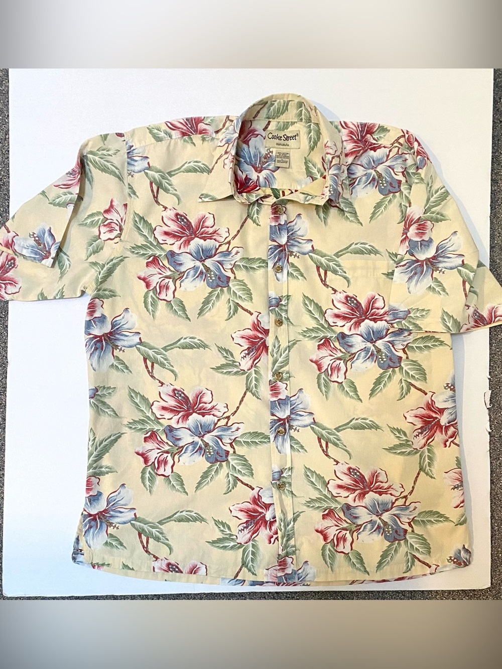 Cooke Street Honolulu Men's Cotton Floral Short-Sleeve Button-Down Shirt L